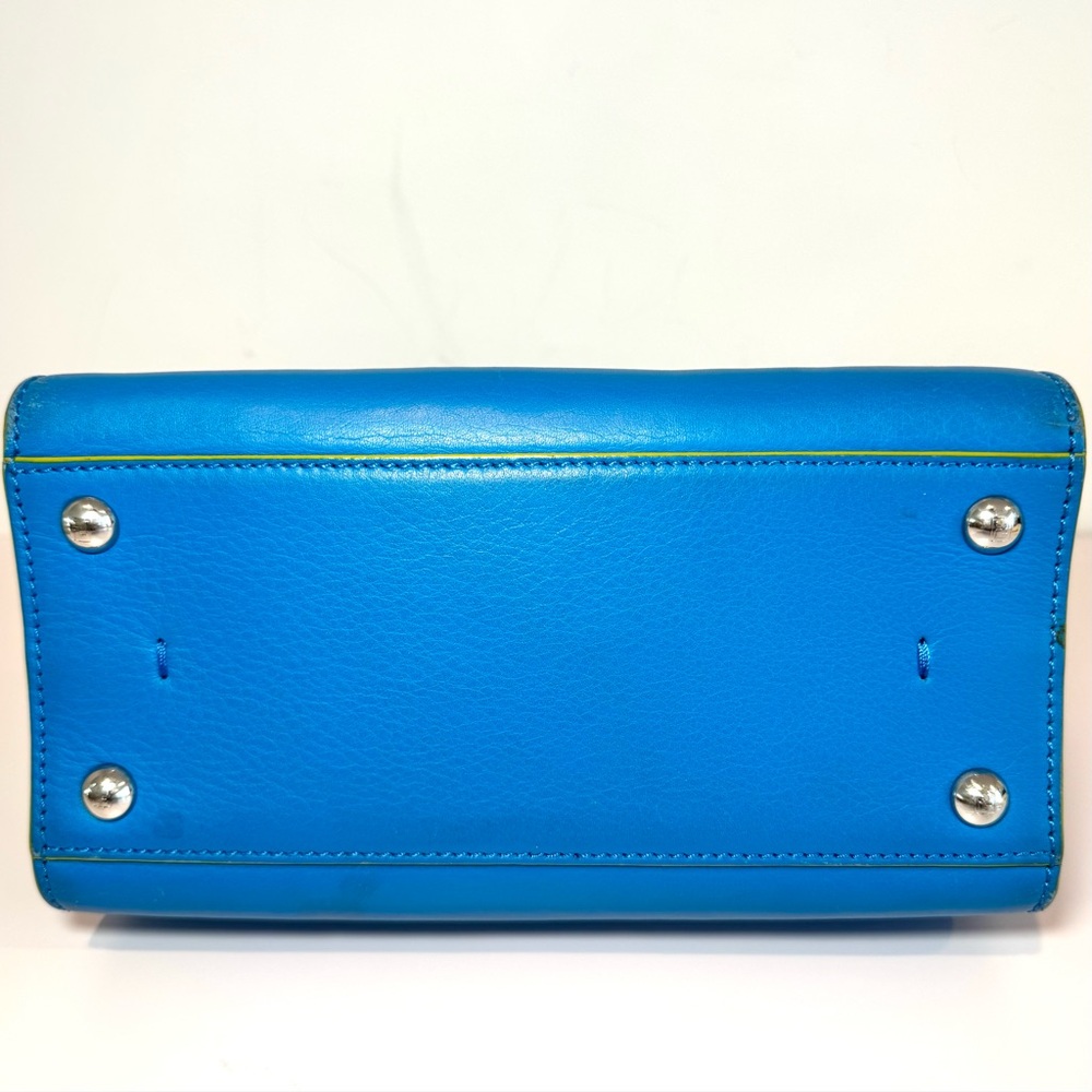 Fendi 3Jours Mini Blue Leather Top Handle Bag W Silver Accent & Crossbody Strap - Picture 9 of 16